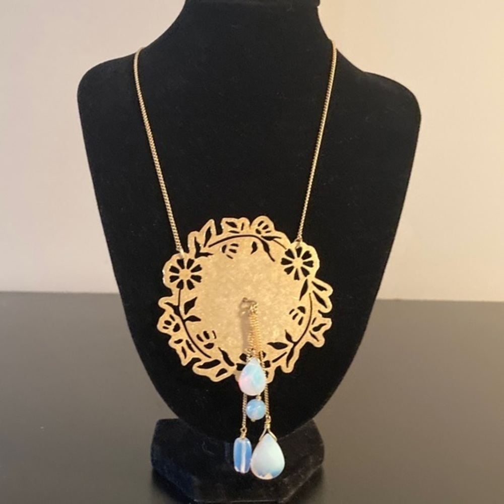 Pilgrim Gold Floral Necklace with Blue Accents